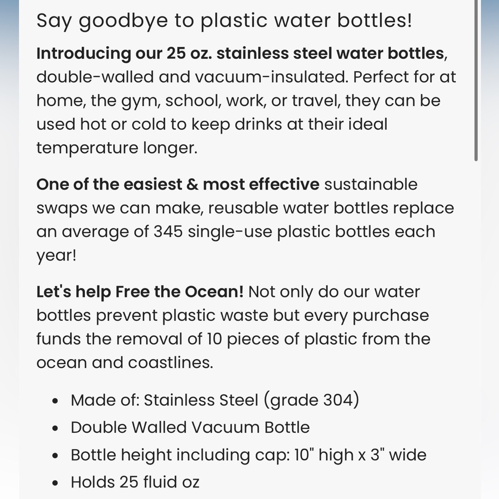 4 Ocean Stainless Steel Water Bottle - Picture 3 of 3